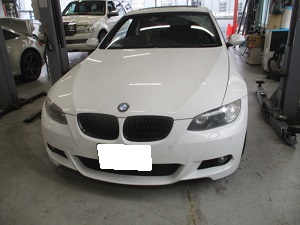BMW E92 335i 車検付帯作業 低ダストブレーキパッド交換 作業事例