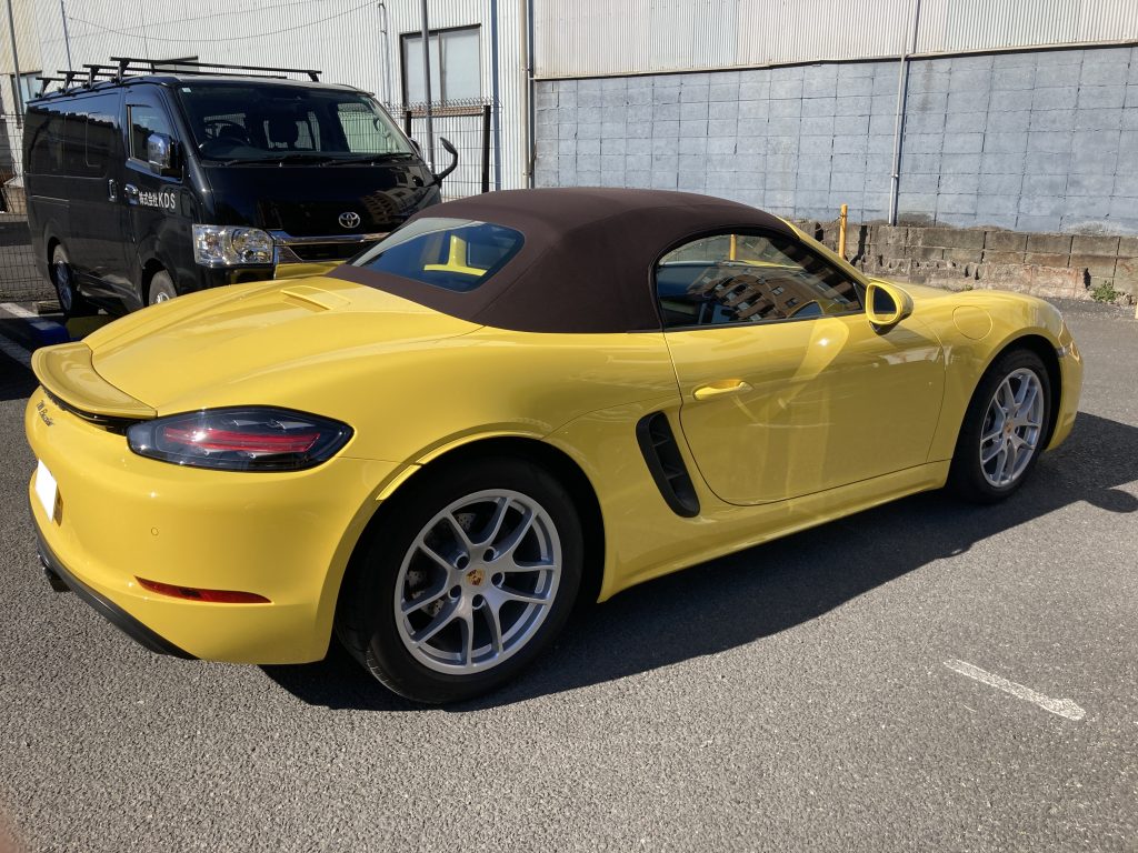 ポルシェ、718ボクスター、アルミホイール、色替え、塗装、マッドブラック