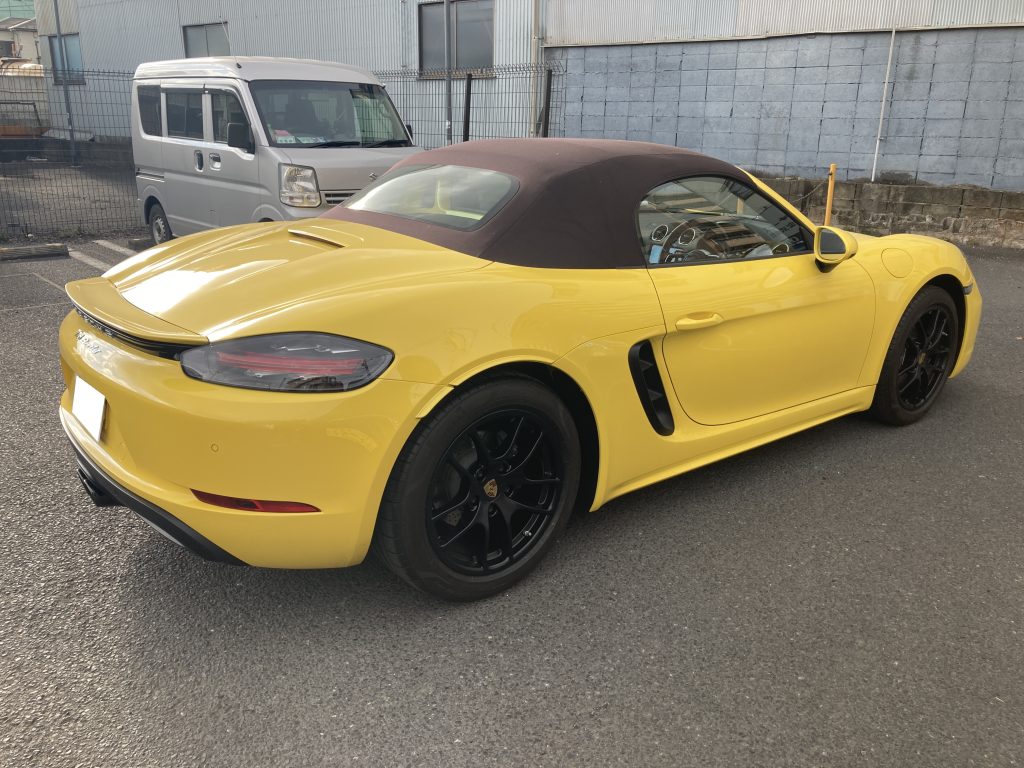 ポルシェ、718ボクスター、アルミホイール、色替え、塗装、マッドブラック、