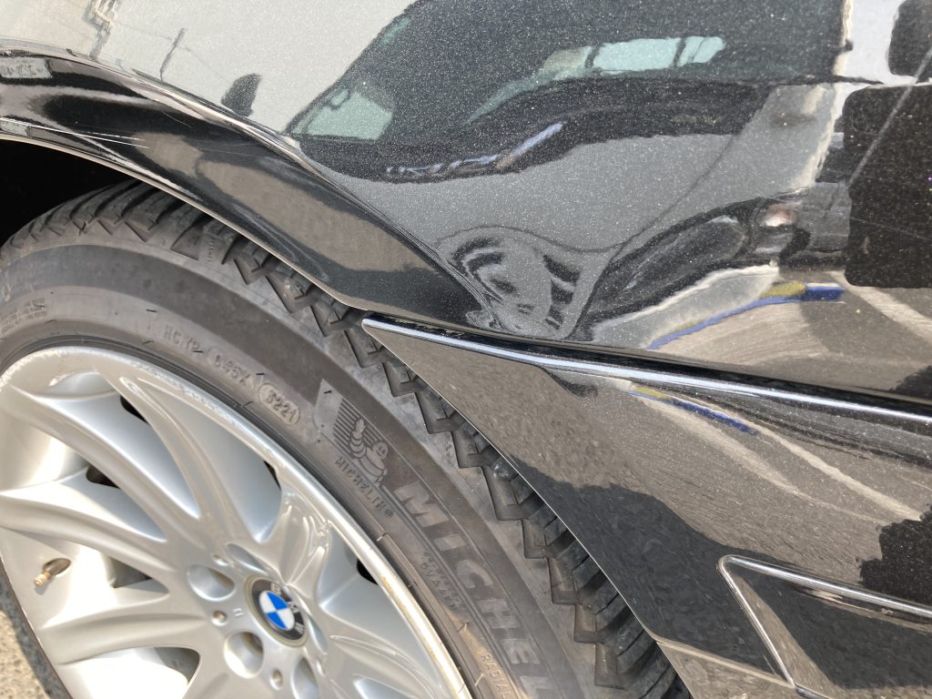BMW、E65、7シリーズ、リアドア、クォーターパネル、キズ、凹み、修理、塗装、