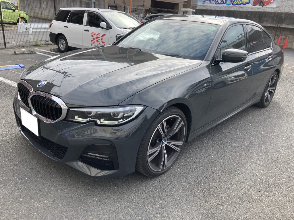 BMW、3シリーズ、G20、フロントバンパー、フロントフェンダー、Mスポーツエアロ、キズ、変形、交換、塗装、取付、