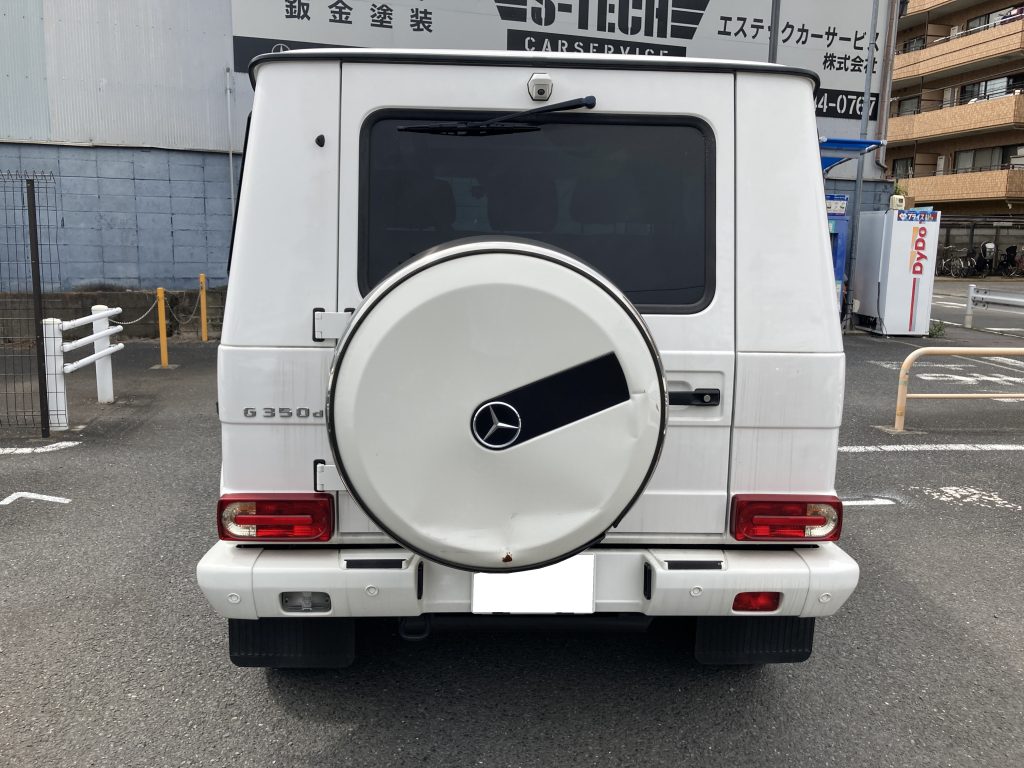 メルセデスベンツ、ゲレンデ、W463、リアゲート、背面タイヤカバー、キズ、変形、交換、塗装、