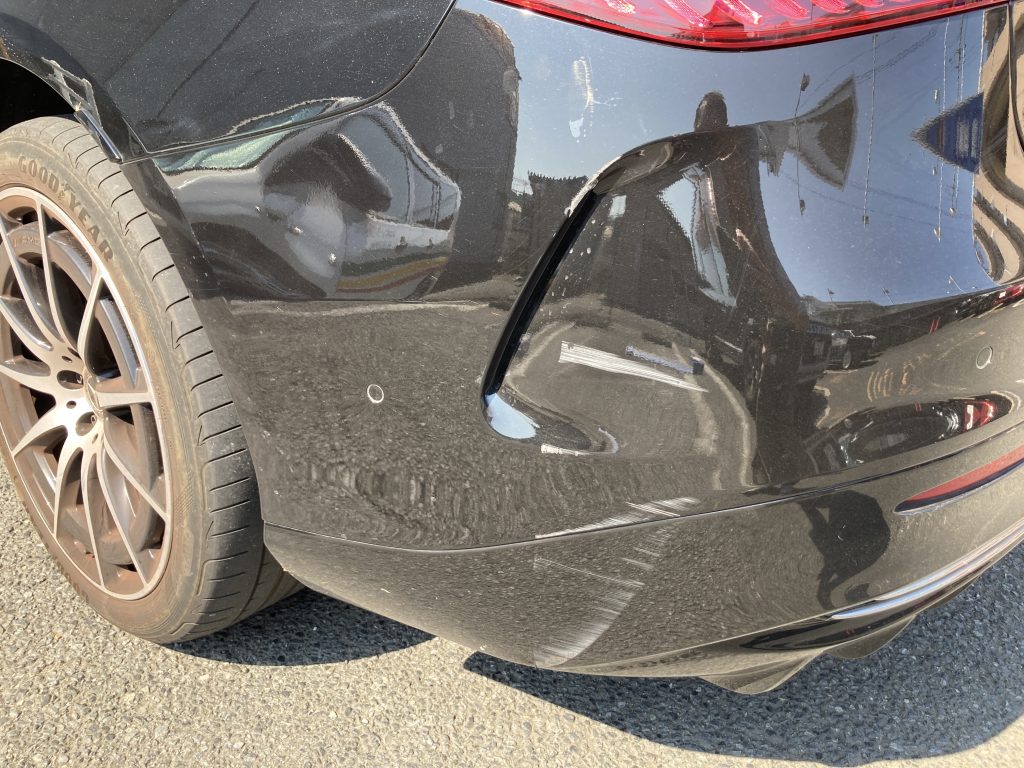 メルセデスベンツ、W297、EQS、リアバンパー、キズ、修理、再塗装修理