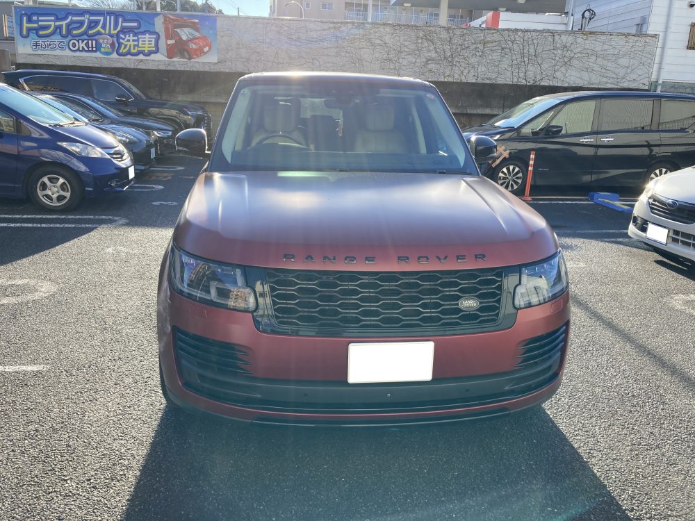 ランドローバー、レンジローバー、フロントバンパー、ヘッドライト、フロントフェンダー、キズ、凹み、交換、塗装、マジョーラカラー、