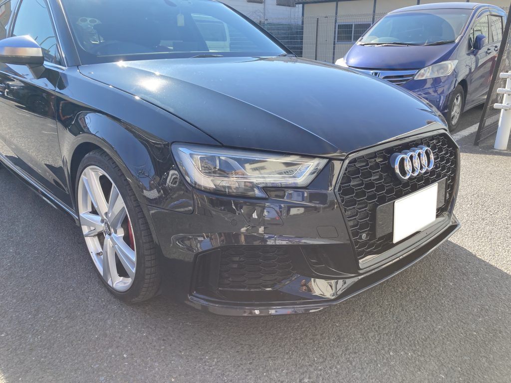 アウディ、S3、フロントバンパー、フロントフェンダー、フロントドア、リアドア、クォーターパネル、ロッカーカバー、キズ、凹み、割れ、修理、交換、塗装、