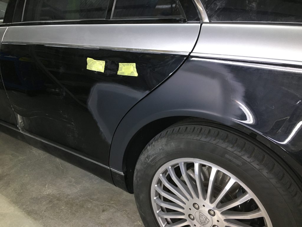 メルセデスベンツ、マイバッハ、Sクラス、リアドア、クォーターパネル、キズ、凹み、修理、塗装、